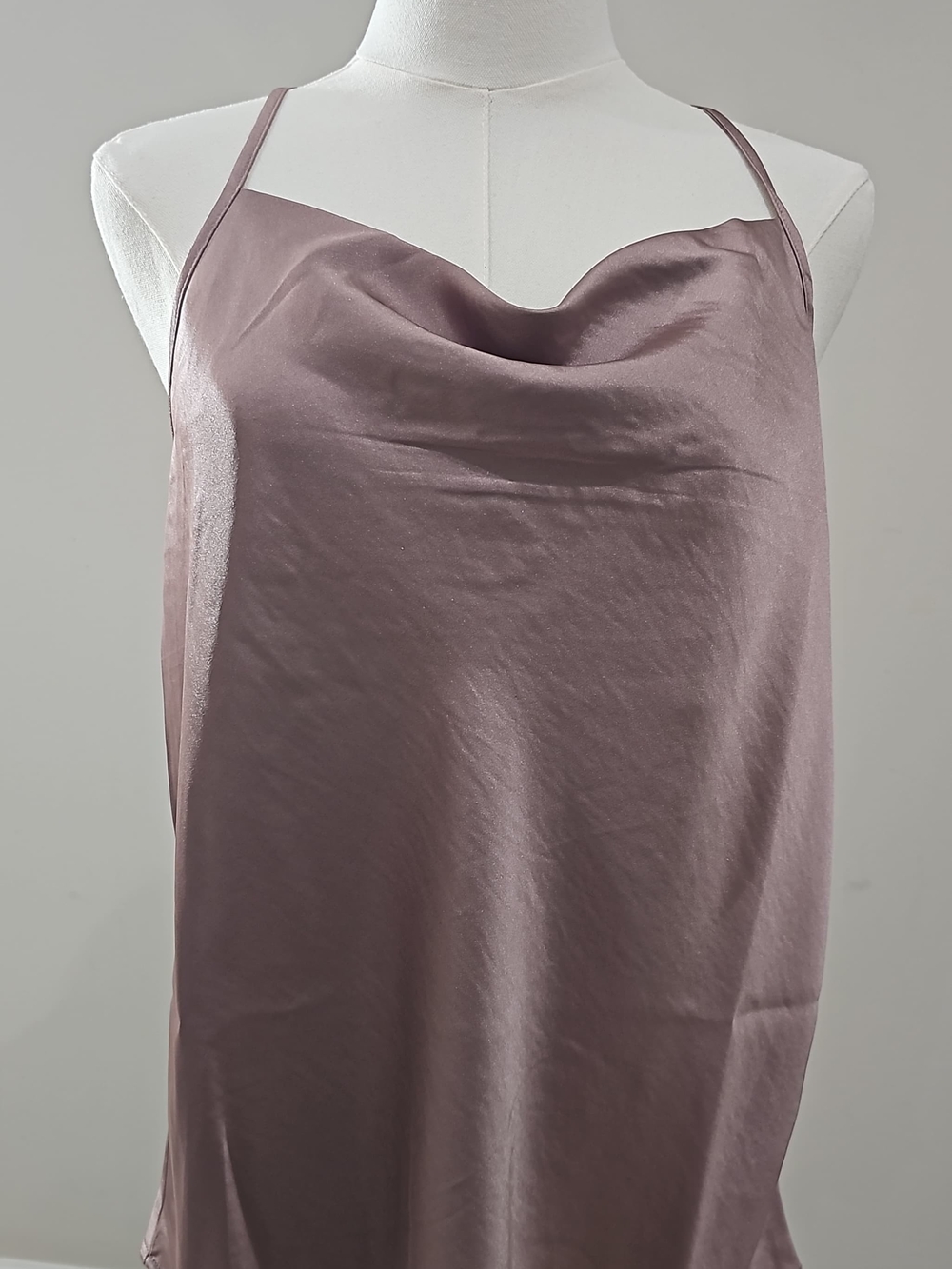 NWT Pleione Cowl Neck Satin Cami Halter Top Mauve Size M - Nordstrom